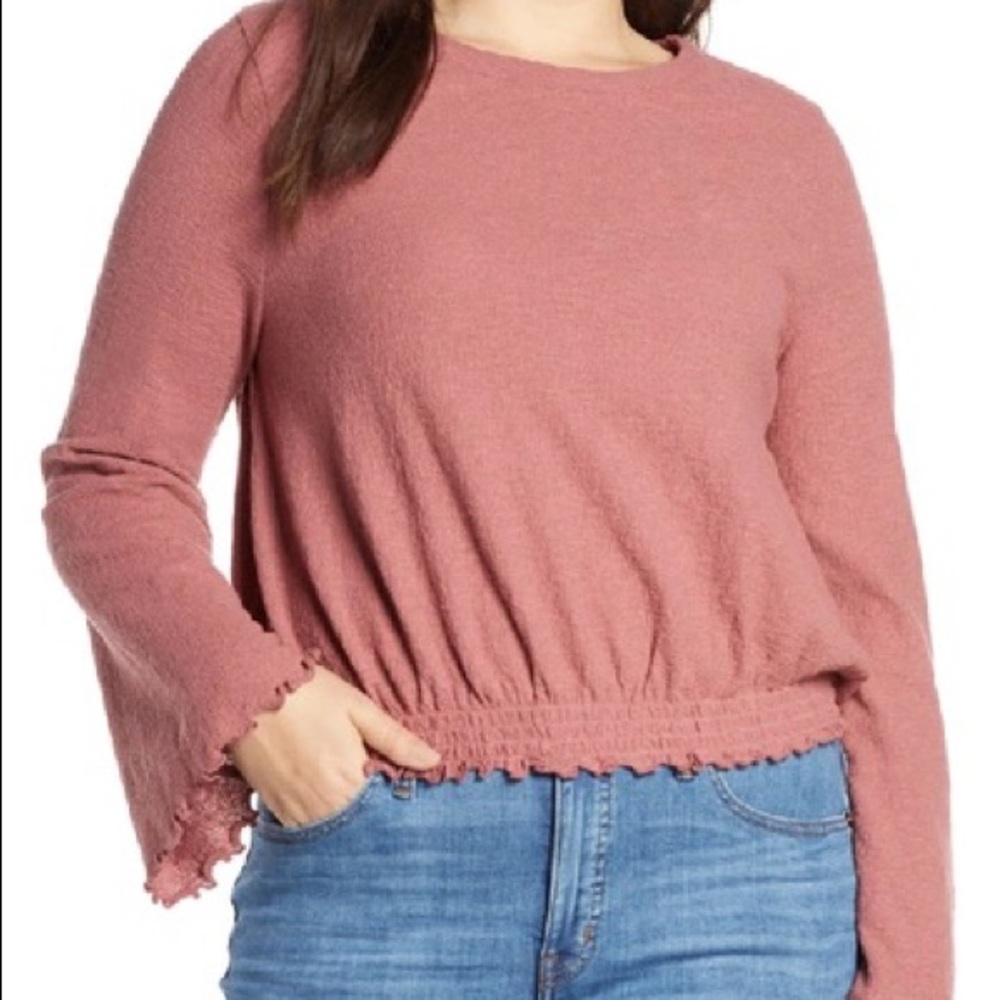 Madewell Texture & Thread Smocked Bell Sleeve Top
